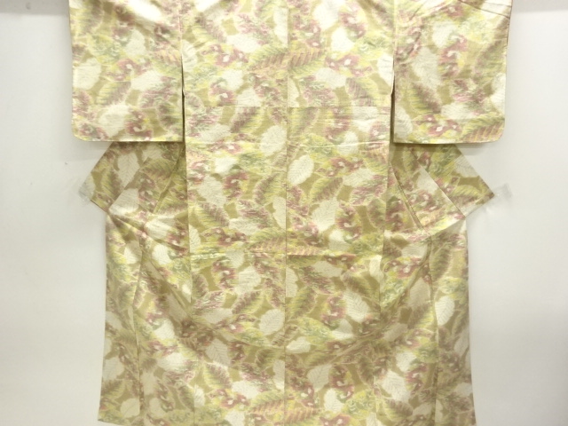 JAPANESE KIMONO / UNUSED TSUMUGI / WOVEN LEAF